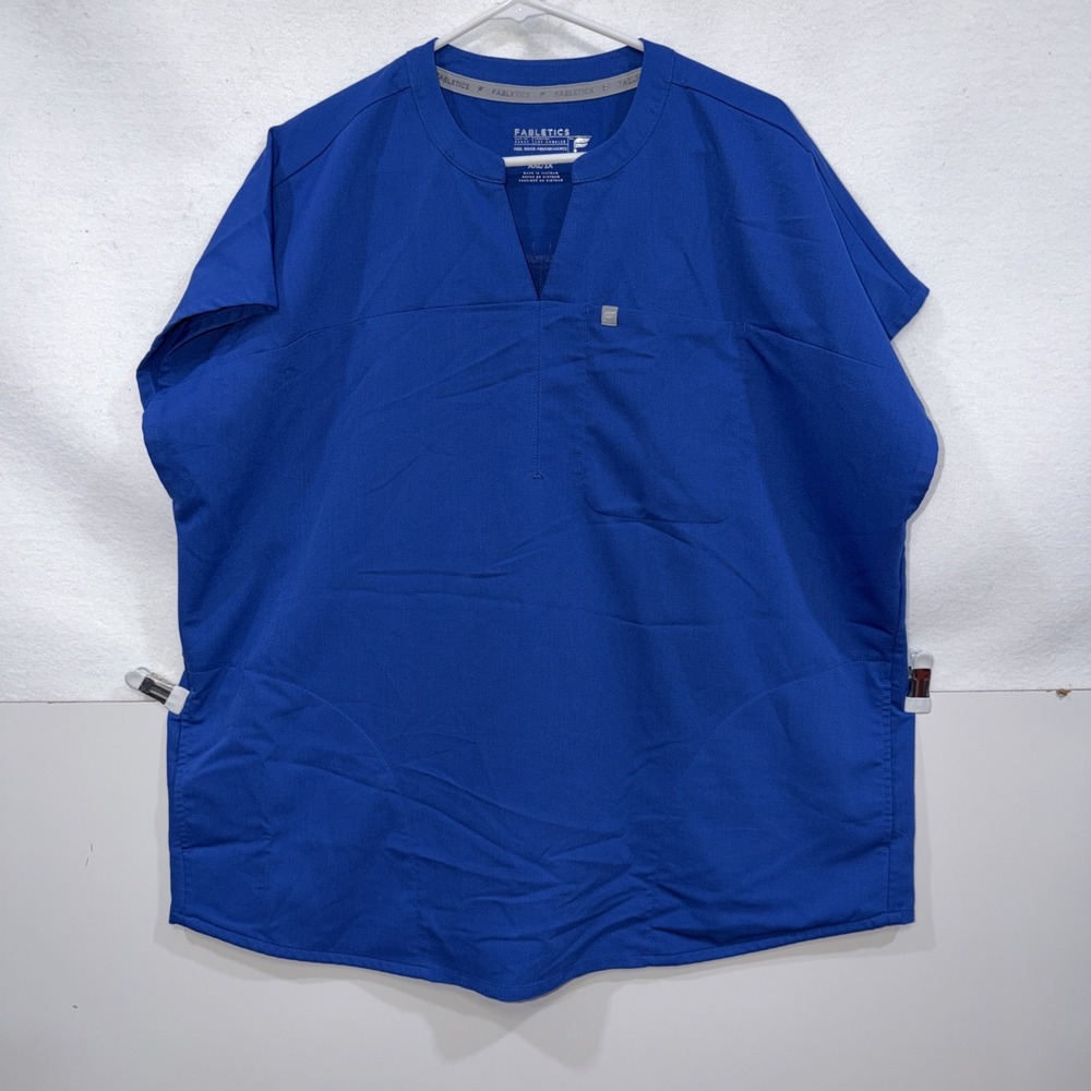 Fabletics Evolve‎ Scrub Top Women's Sz XXL/1X Blue Medical Soft Stretch Nurse RN